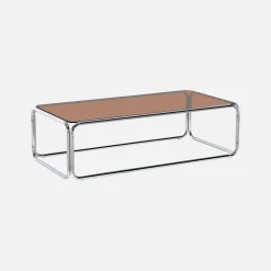 Vintage coffee table with chrome steel and tempered glass