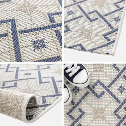 Vintage cream beige blue indoor/outdoor rug