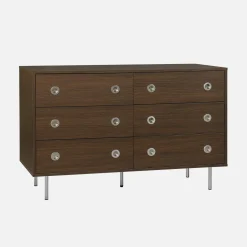 Vintage dresser with wood decor and stainless steel, 6 drawers
