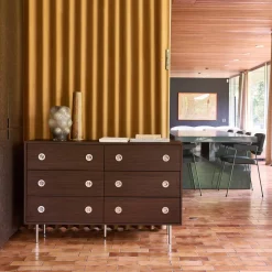 Vintage dresser with wood decor and stainless steel, 6 drawers