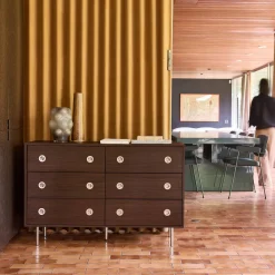 Vintage dresser with wood decor and stainless steel, 6 drawers