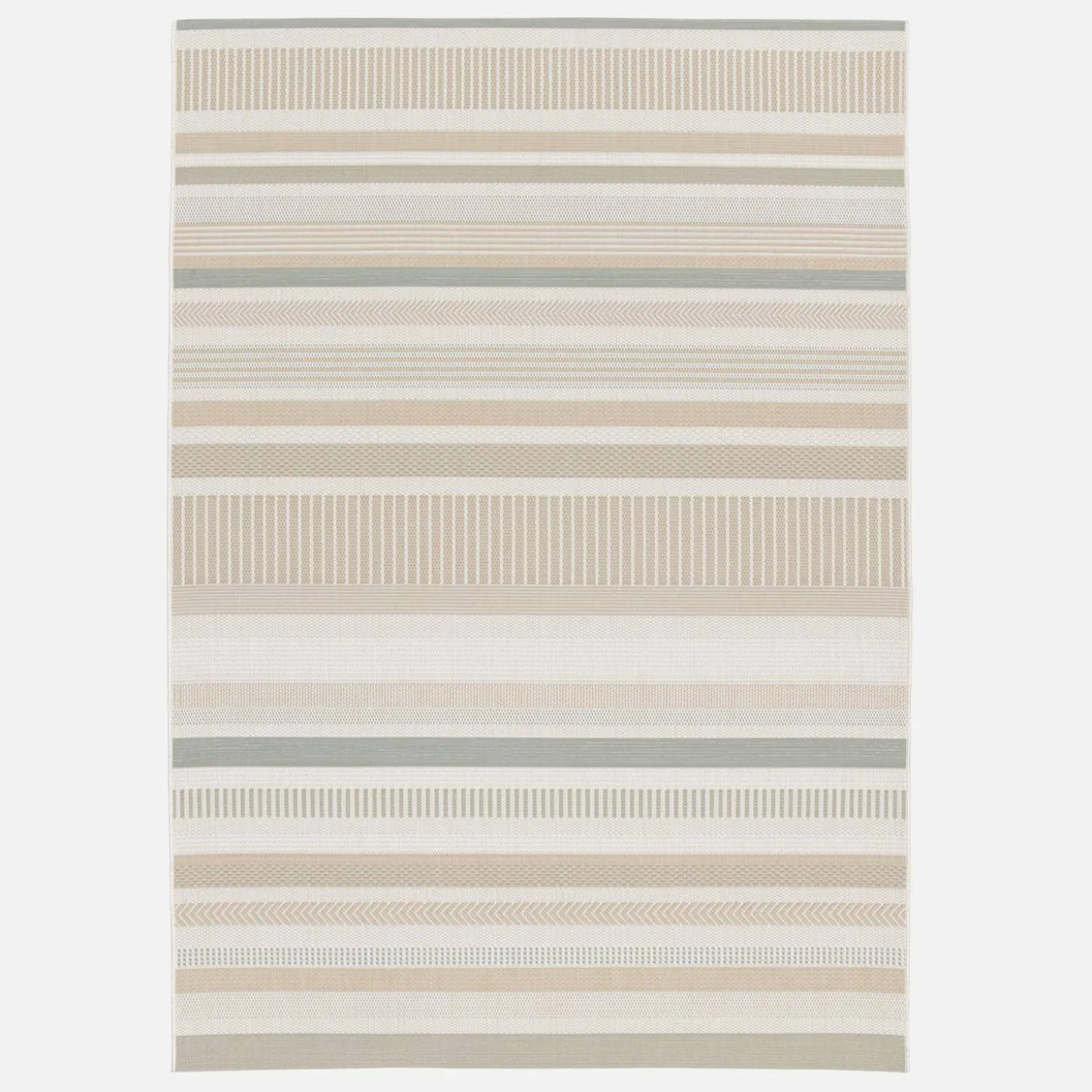 Vintage indoor/outdoor rug linear pattern cream beige gray