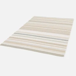 Vintage indoor/outdoor rug linear pattern cream beige gray