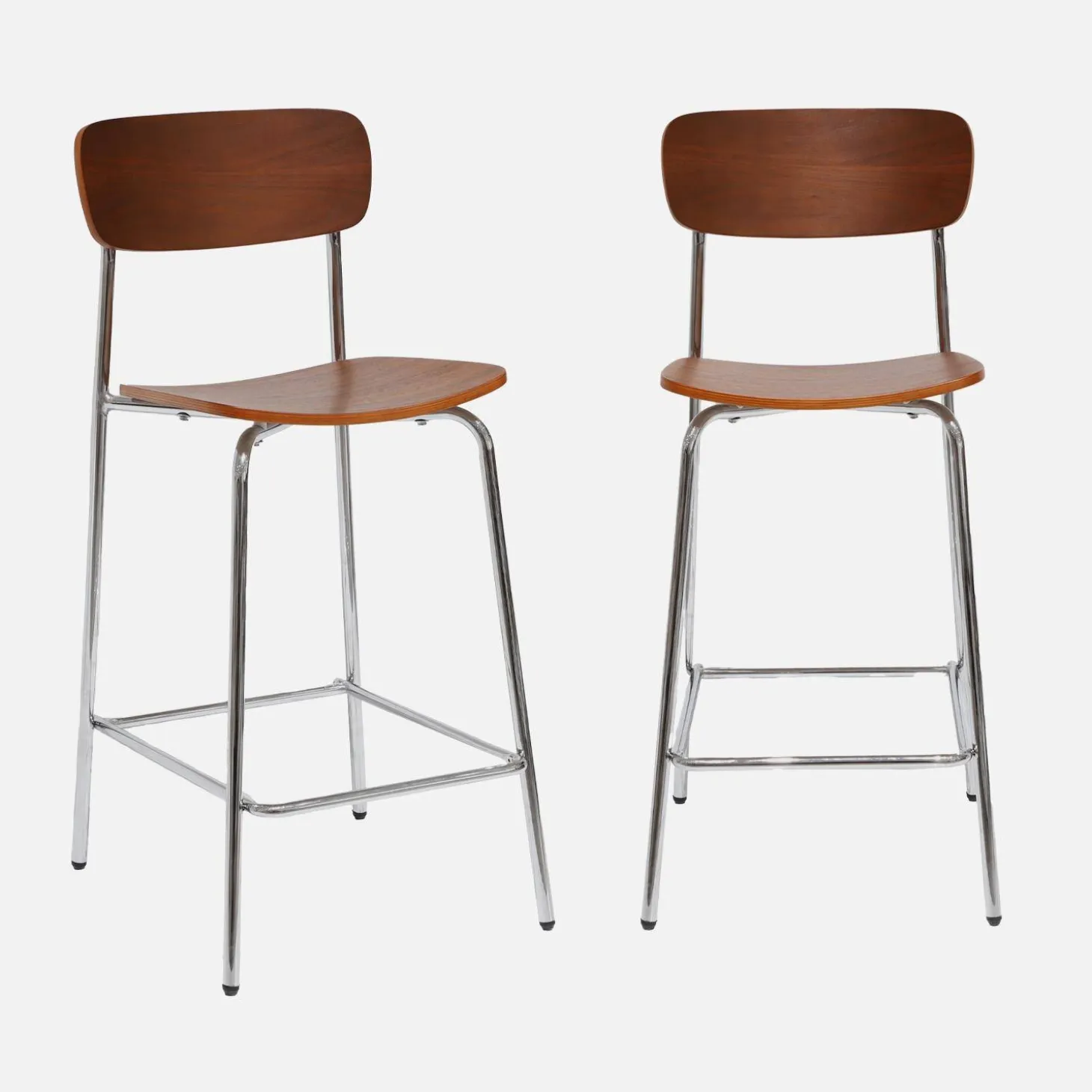 Vintage metal and plywood bar stool (set of 2)
