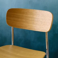 Vintage metal and plywood bar stool (set of 2)