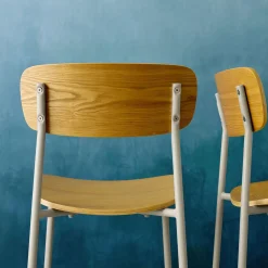 Vintage metal and plywood bar stool (set of 2)