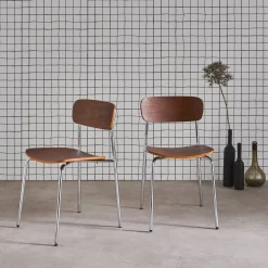 Vintage metal and plywood chair (set of 2)