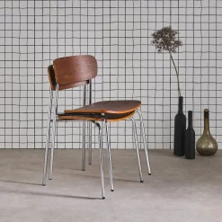 Vintage metal and plywood chair (set of 2)