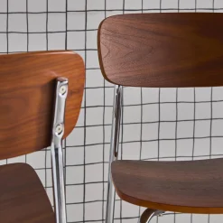 Vintage metal and plywood chair (set of 2)