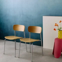 Vintage metal and plywood chair (set of 2)