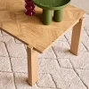 Vintage rectangular coffee table with chevron pattern wood decor top