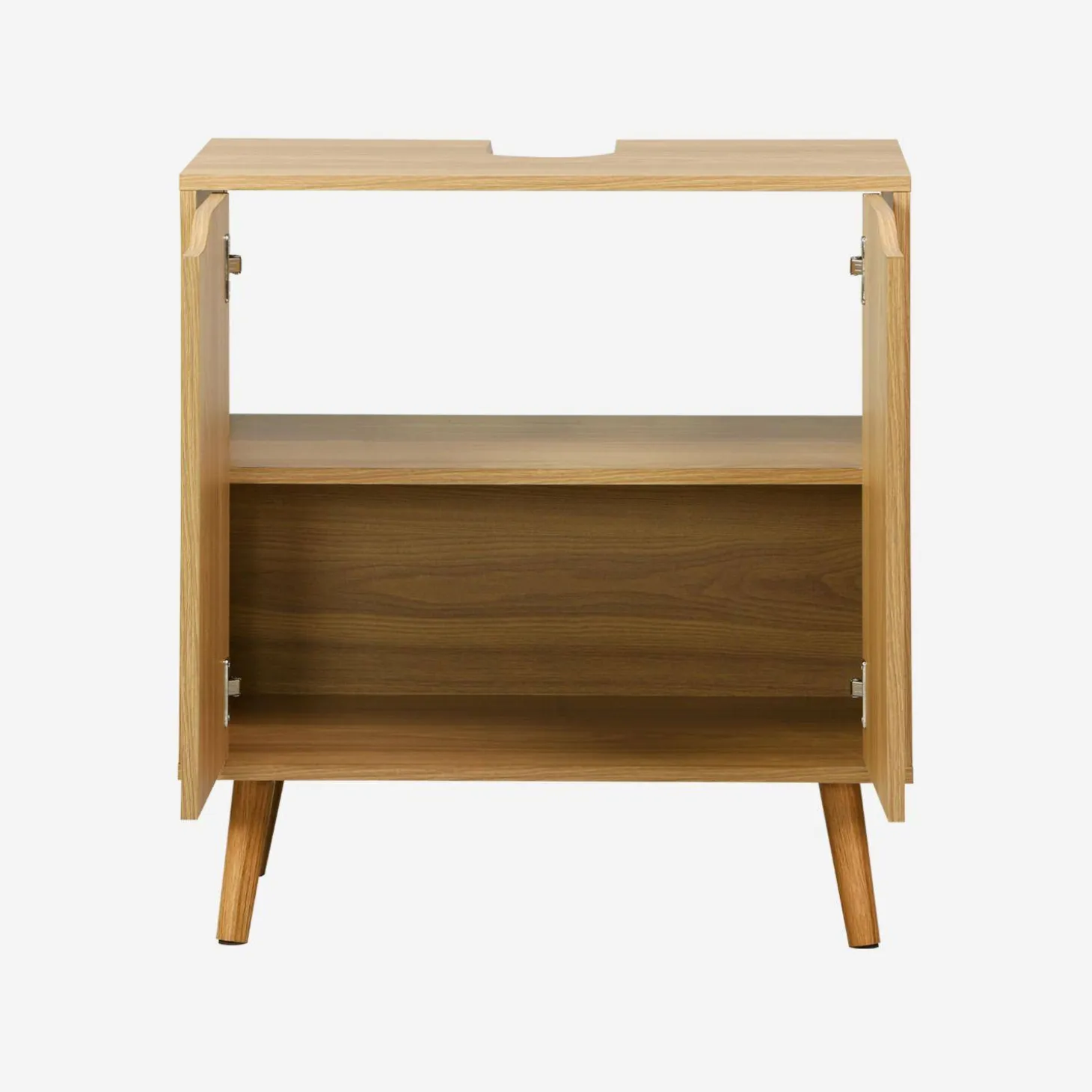 Vintage under-sink cabinet with wood decor