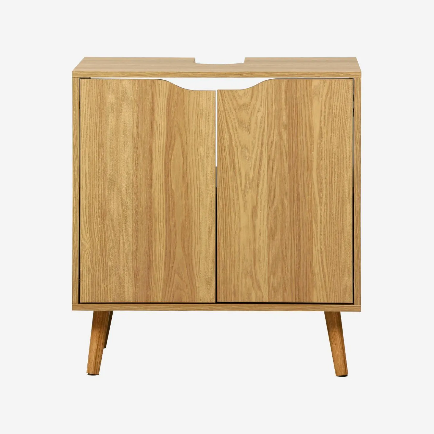 Vintage under-sink cabinet with wood decor