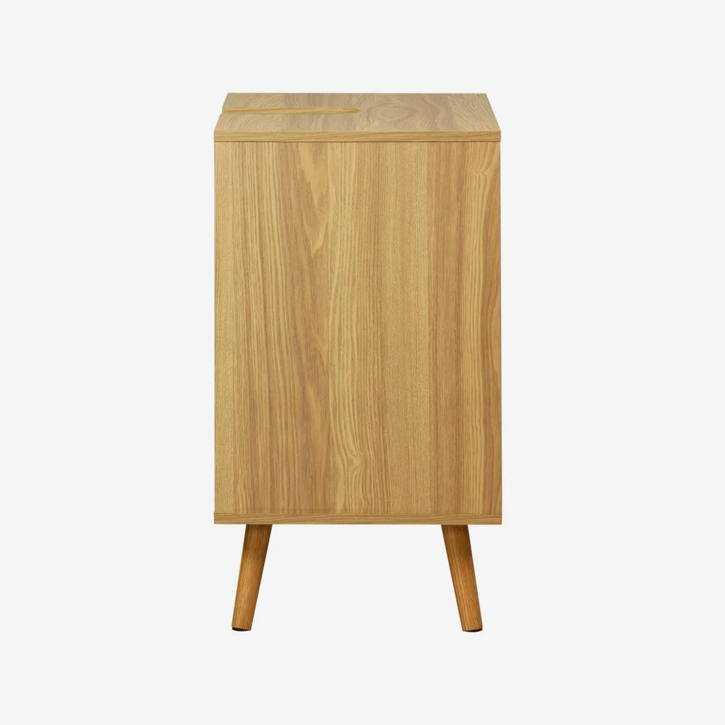 Vintage under-sink cabinet with wood decor