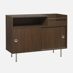 Vintage vinyl furniture with wood decor and stainless steel 100cm