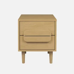 Vintage wood effect bedside table with 2 drawers