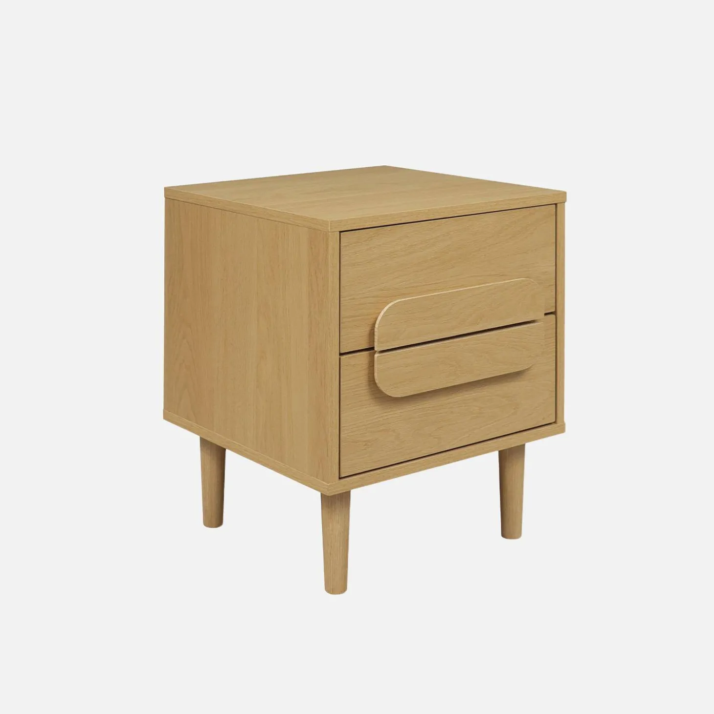 Vintage wood effect bedside table with 2 drawers