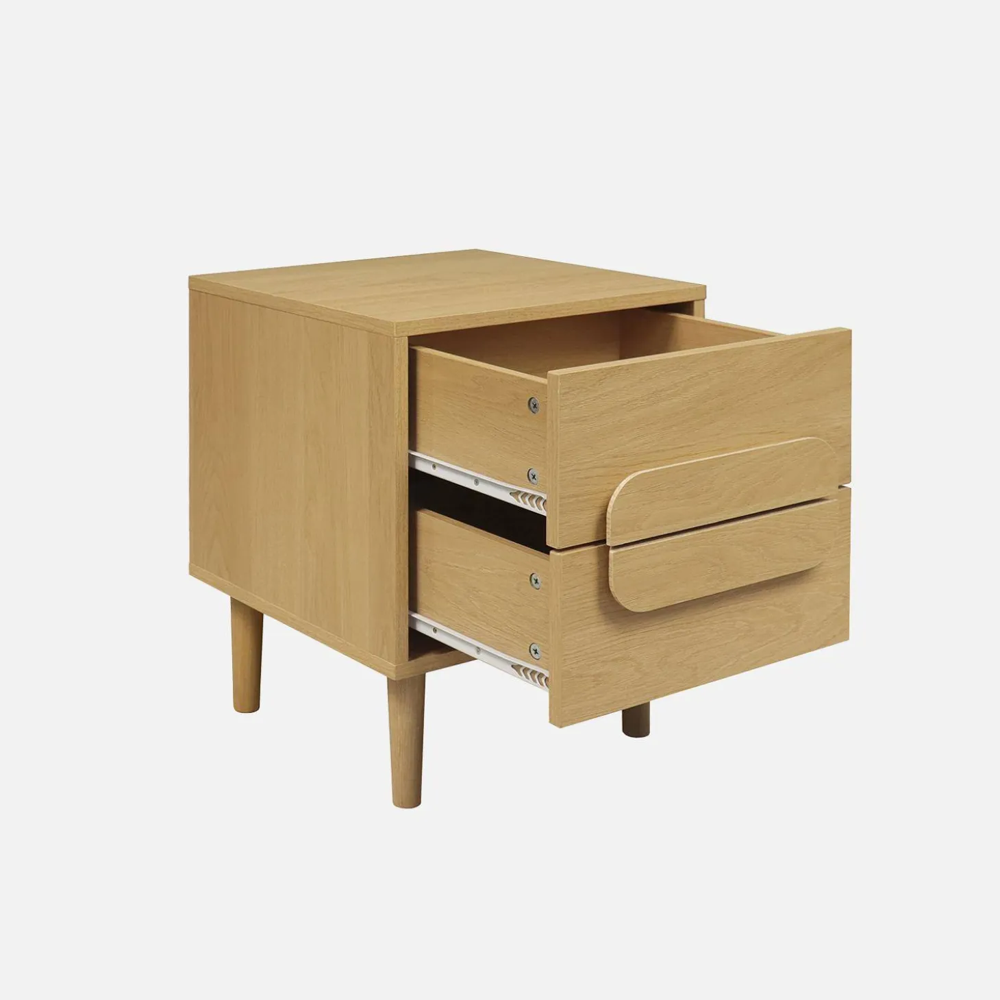 Vintage wood effect bedside table with 2 drawers