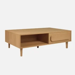 Vintage wood effect coffee table with 1 drawer