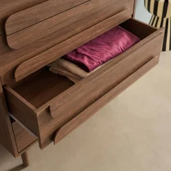 Vintage wood effect 5 drawer chest