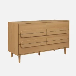 Vintage wood effect 6 drawer chest