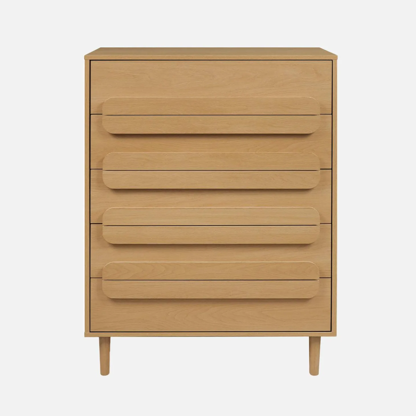 Vintage wood effect 5 drawer chest