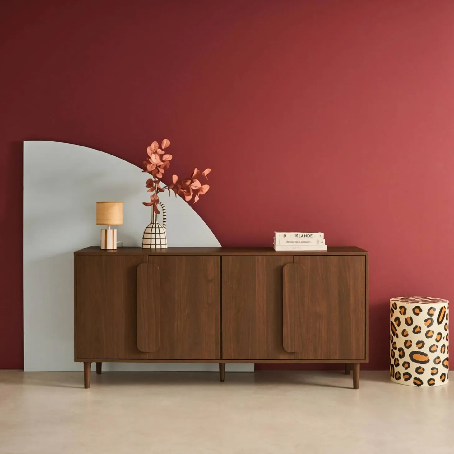 Vintage wood effect sideboard with 4 doors