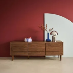 Vintage wood effect TV stand with 3 doors 150 cm