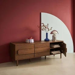 Vintage wood effect TV stand with 3 doors 150 cm