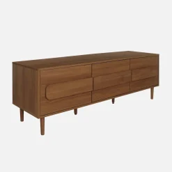 Vintage wood effect TV stand with 3 doors 150 cm