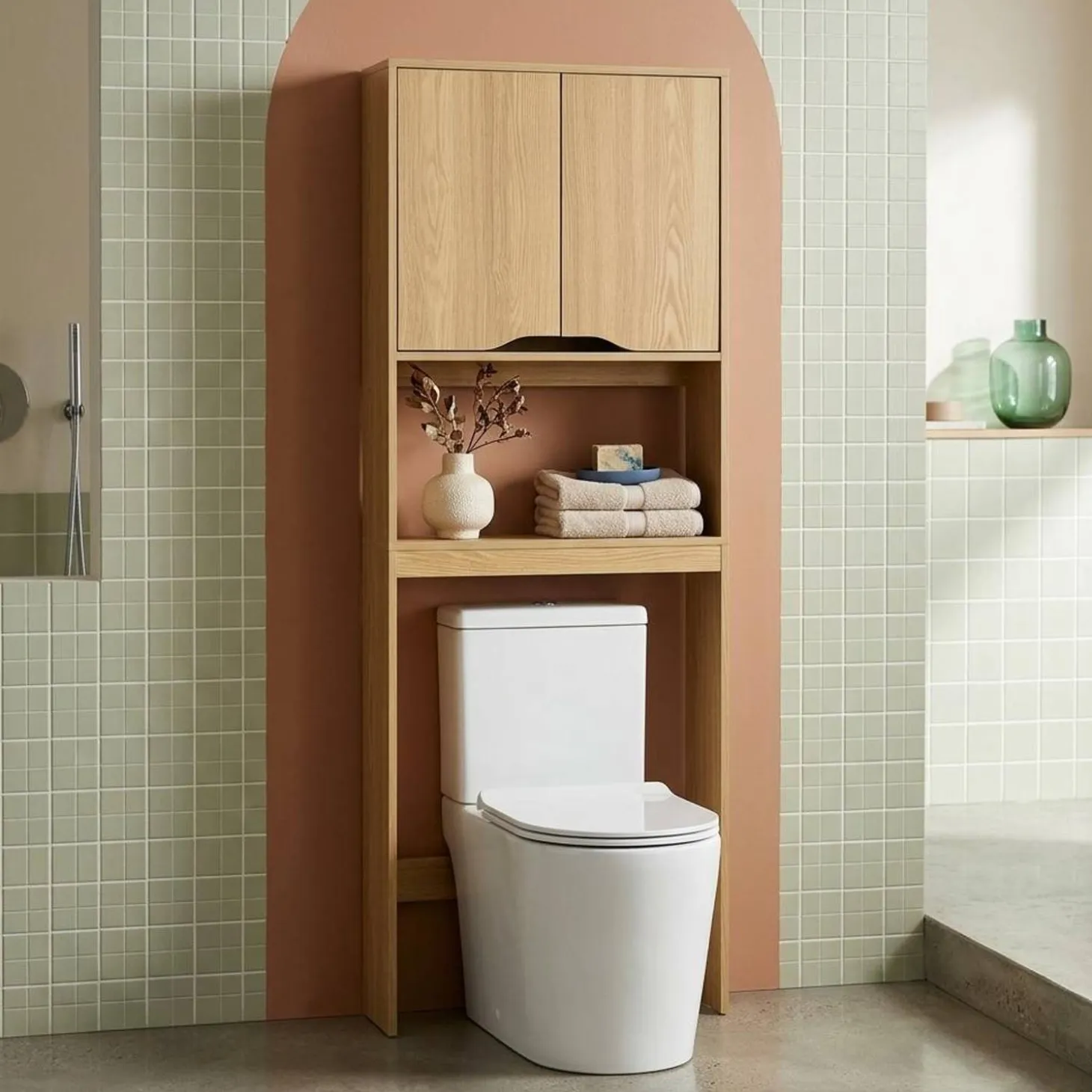 Vintage wooden decor toilet shelf / cabinet