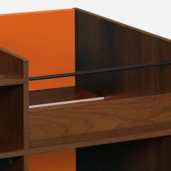 Vintage XL bicolor vinyl furniture with wood decor and colored background 130cm