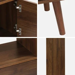 Walnut-effect bookshelf, 2 doors, 3 levels