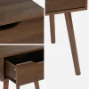 Walnut-stained wood bedside table, 1 drawer