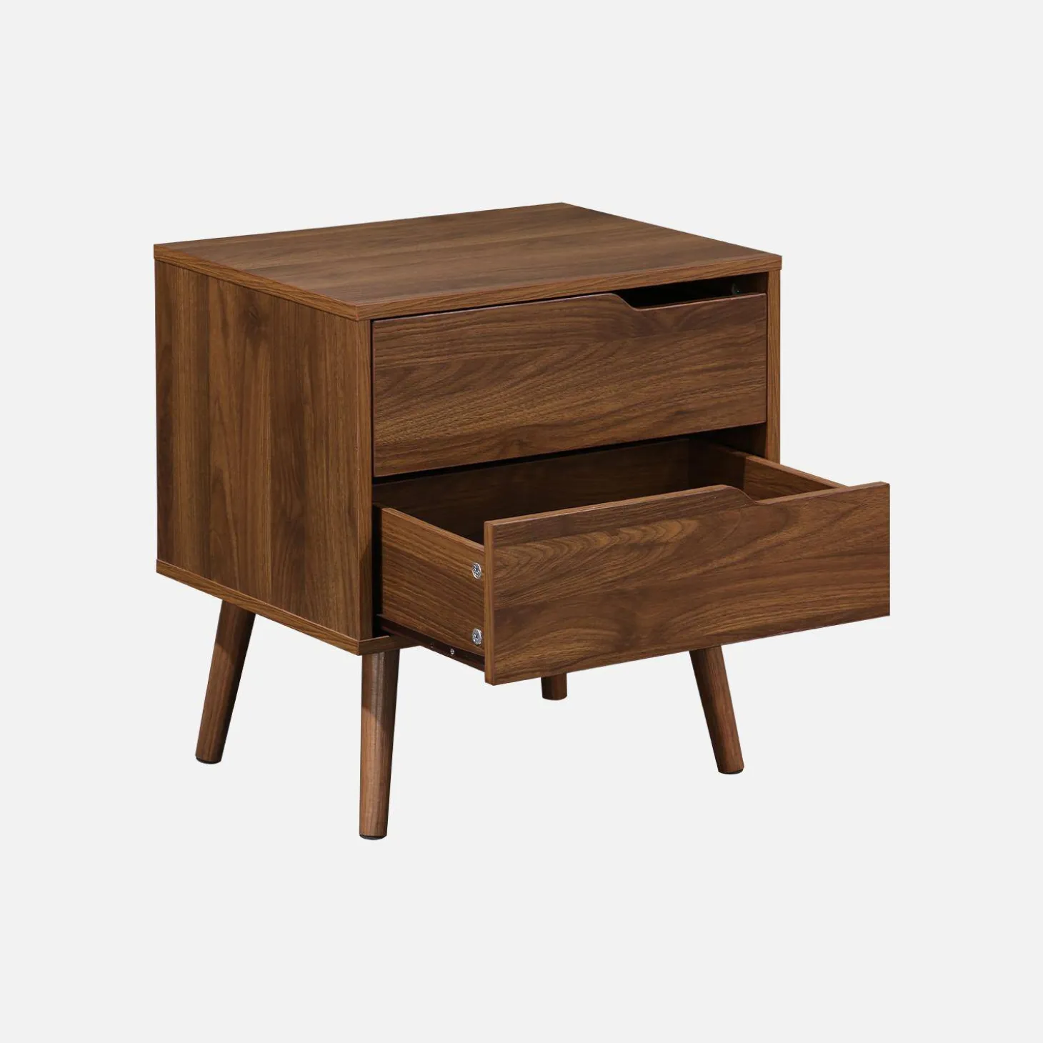 Walnut wood-effect bedside table