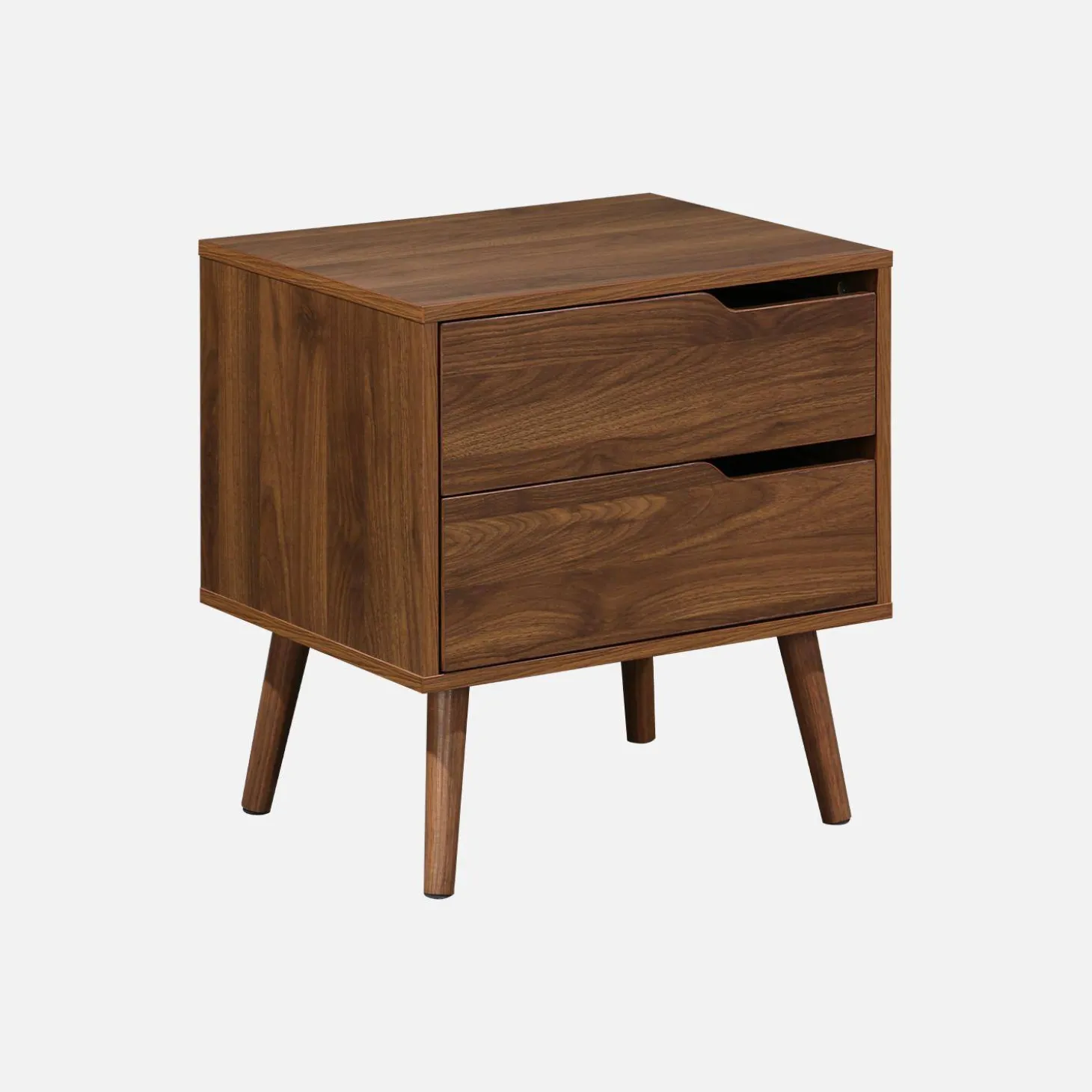 Walnut wood-effect bedside table