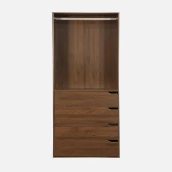 Wardrobe module with 4 drawers and 1 hanging rail wood decor