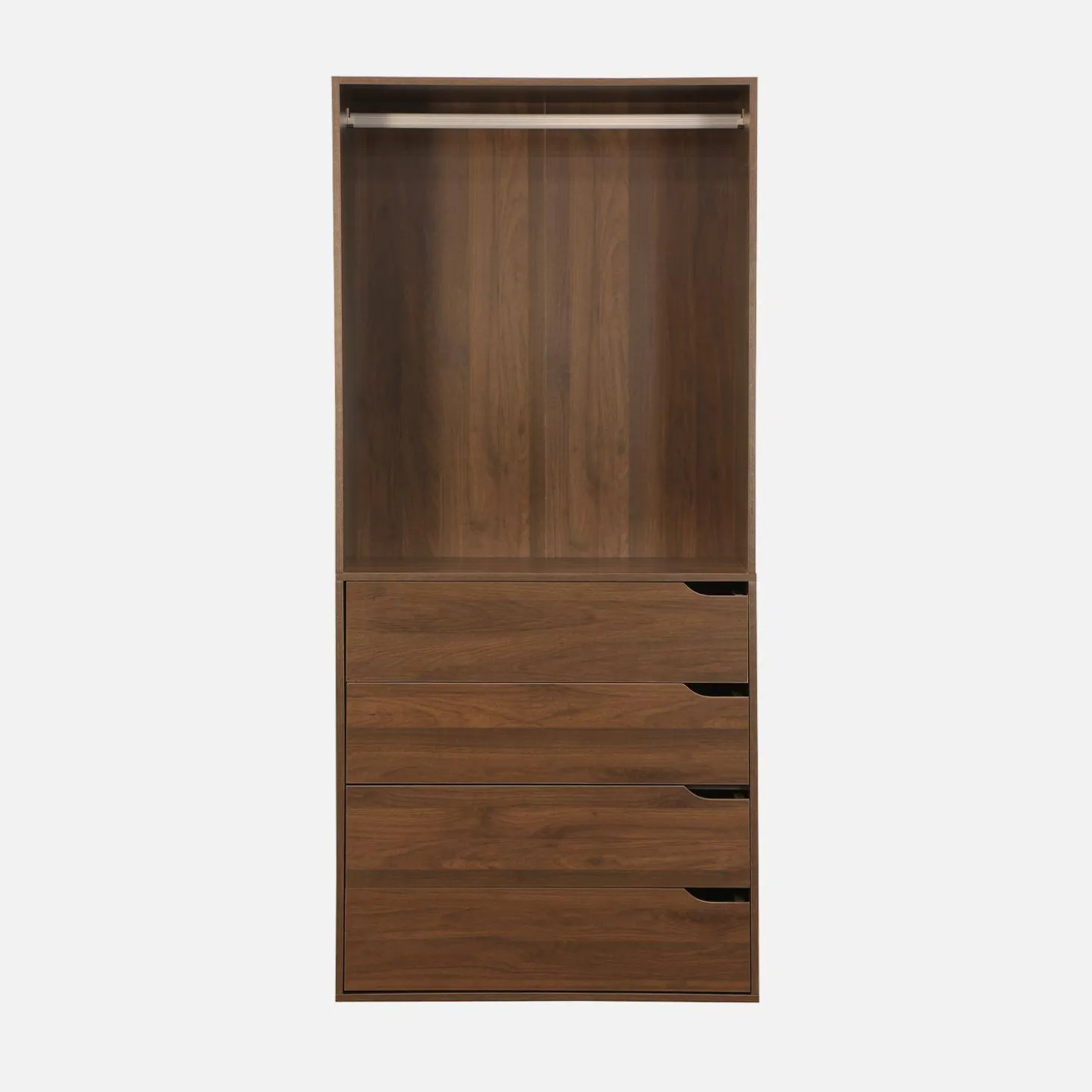 Wardrobe module with 4 drawers and 1 hanging rail wood decor