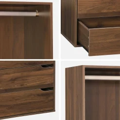 Wardrobe module with 4 drawers and 1 hanging rail wood decor