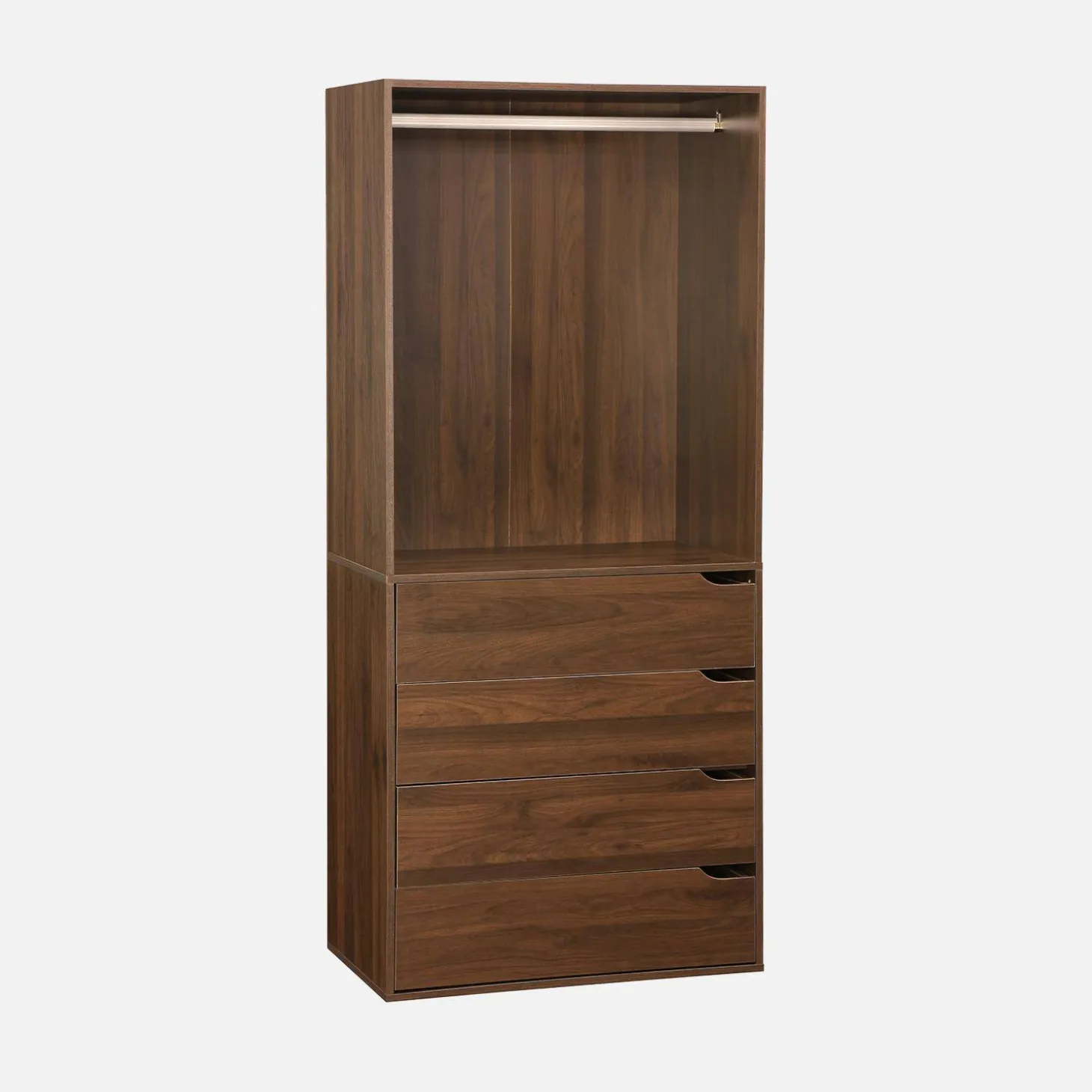 Wardrobe module with 4 drawers and 1 hanging rail wood decor