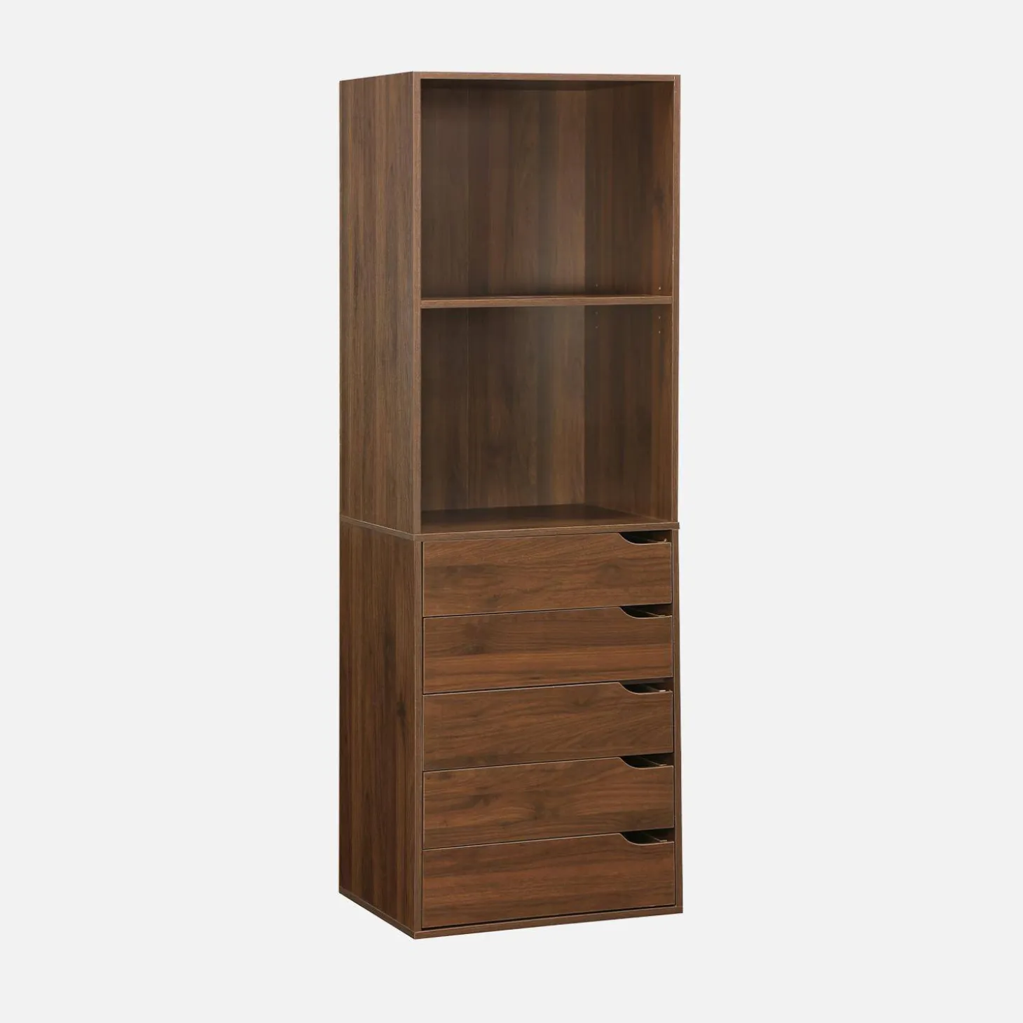 Wardrobe module with 5 drawers and 2 shelves wood decor