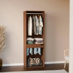 Wardrobe module with hanging rail and trouser rack wood decor