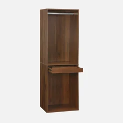 Wardrobe module with hanging rail and trouser rack wood decor