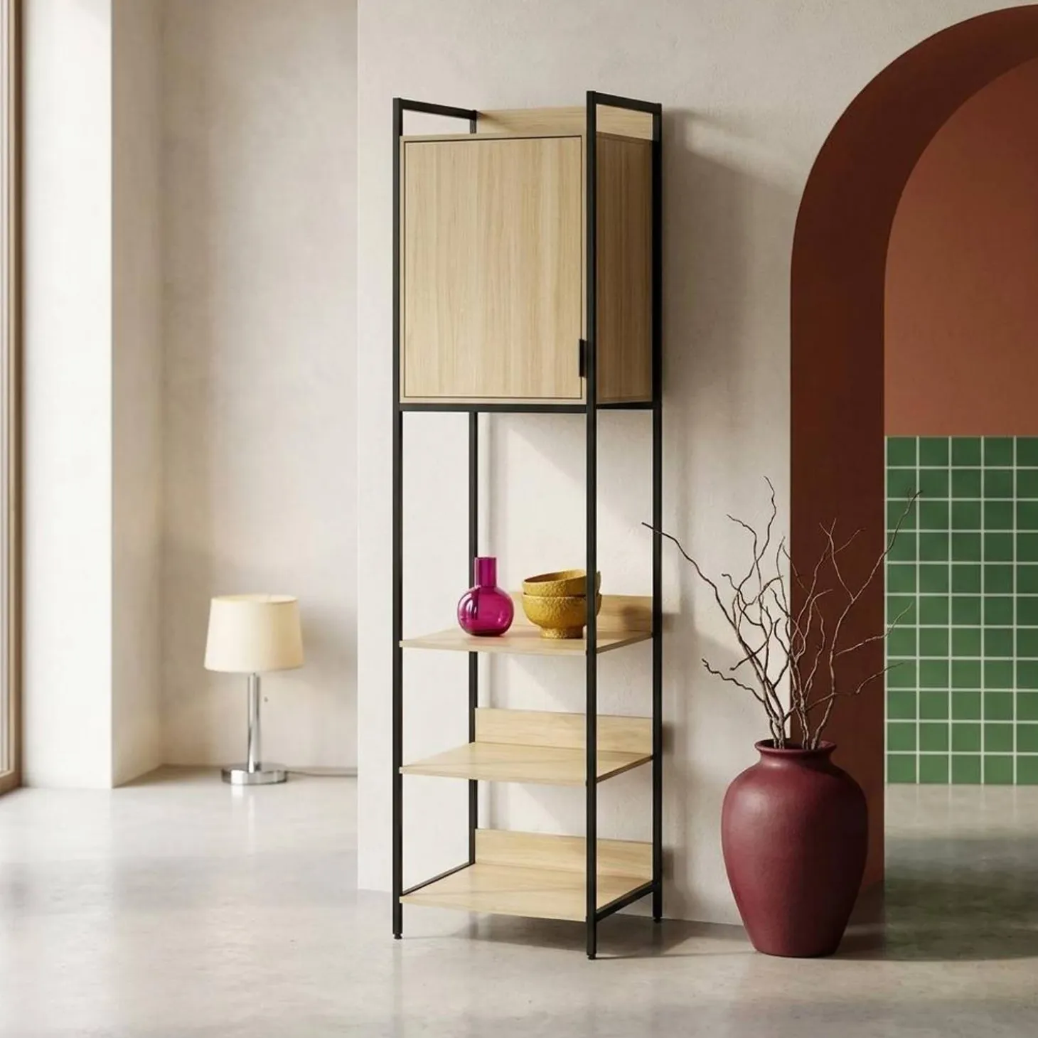 Wardrobe module with 5 shelves and 1 door