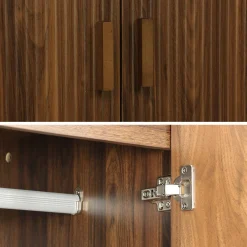 Wardrobe with wood decor, 1 hanging rail and 2 doors