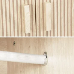 Wardrobe with wood decor, 1 hanging rail and 2 doors