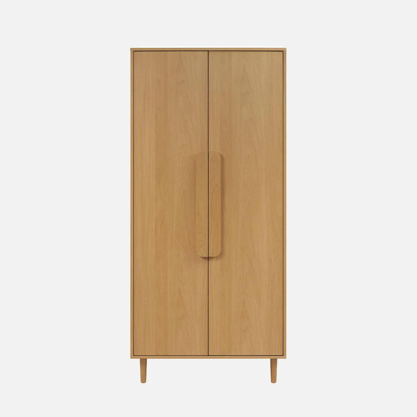 Wardrobe with wood effect, 2 doors, 1 bar and 2 shelves
