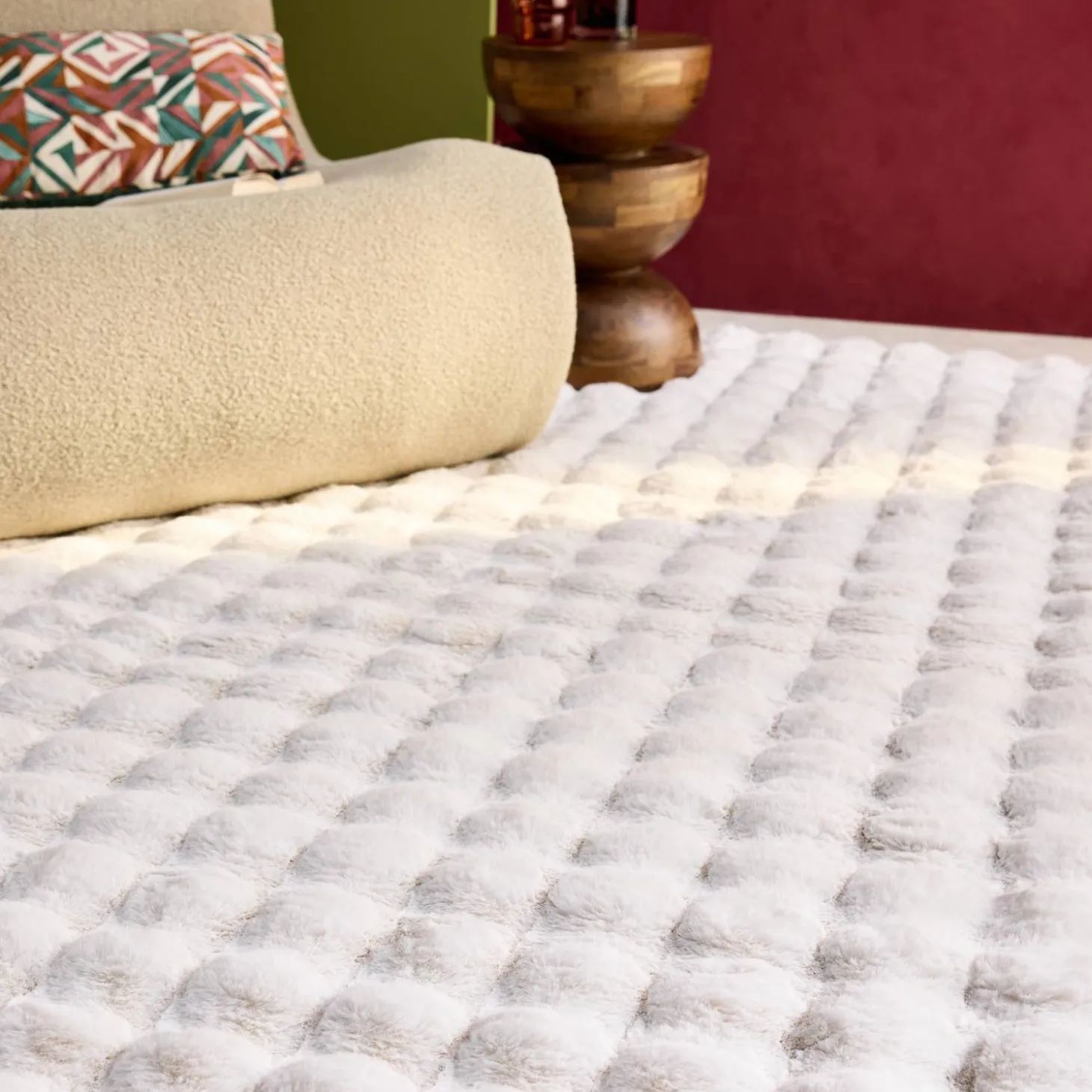 White bubble indoor rug