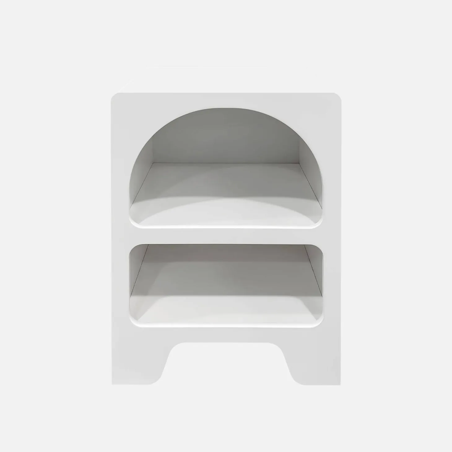 White wood-effect bedside table, 2 niches