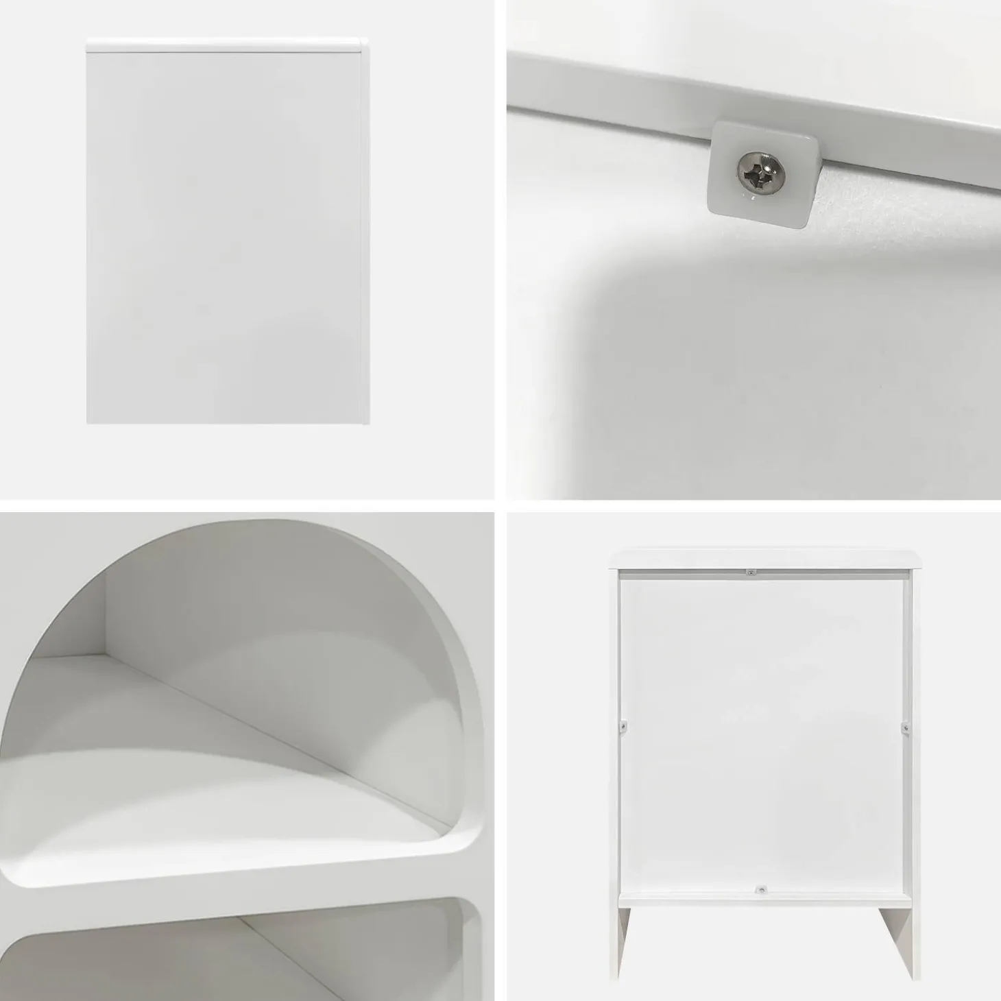 White wood-effect bedside table, 2 niches